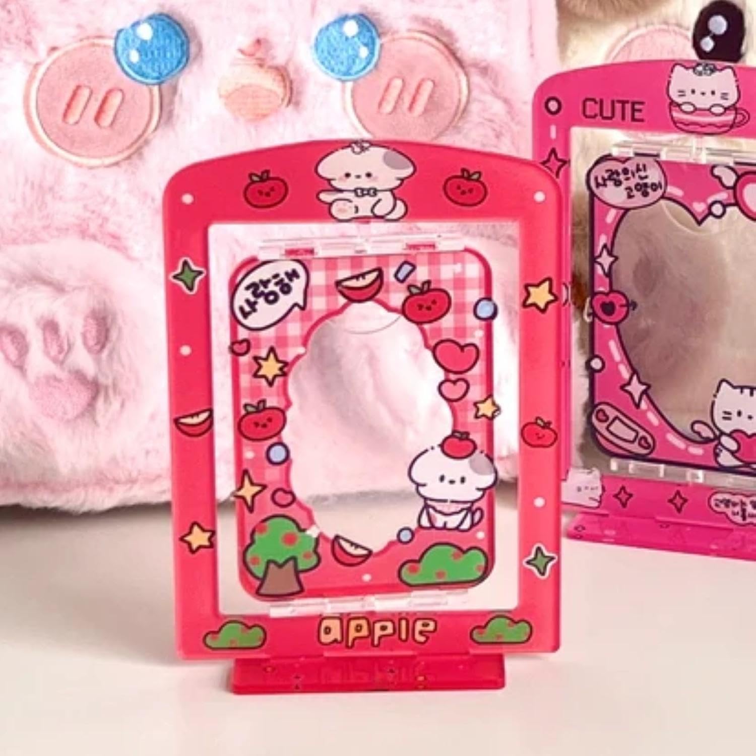 Careflection Kpop Cute spinning rotating photocard holder (Red