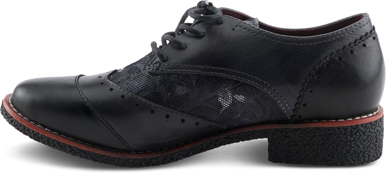 L'Artiste BARGIASTI-FLO Baroque Leather Oxford – Lace-Up Loafer with Floral Embossed Detailing