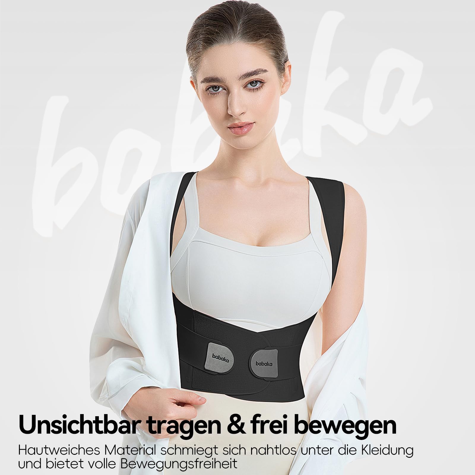 babaka Haltungskorrektor für Frauen, unsichtbare leichte verstellbare Rückenstütze für Schmerzlinderung im oberen und unteren Rücken,Wirbelsäulenkorrektor unter Kleidung