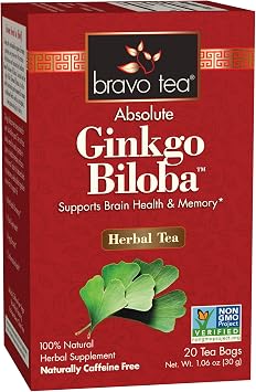 Bravo Tea Absolute Ginkgo Biloba Herbal Tea Caffeine Free, 20 Tea Bags