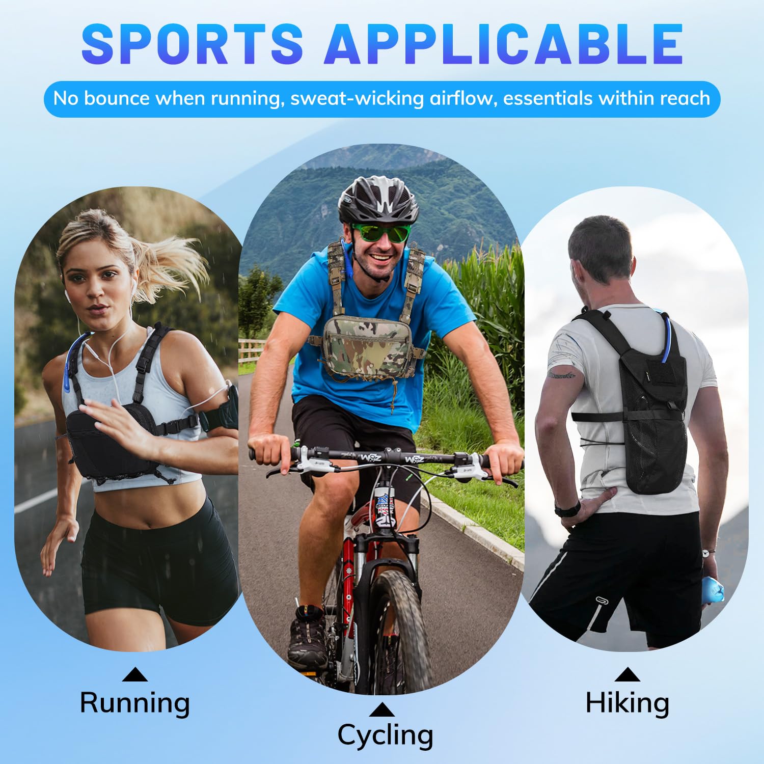 VOTAGOO Gilet d'hydratation léger pour la course à pied avec poche à eau de 2 l, sac à dos pour la randonnée, le cyclisme, la chasse, l'escalade, pour homme et femme