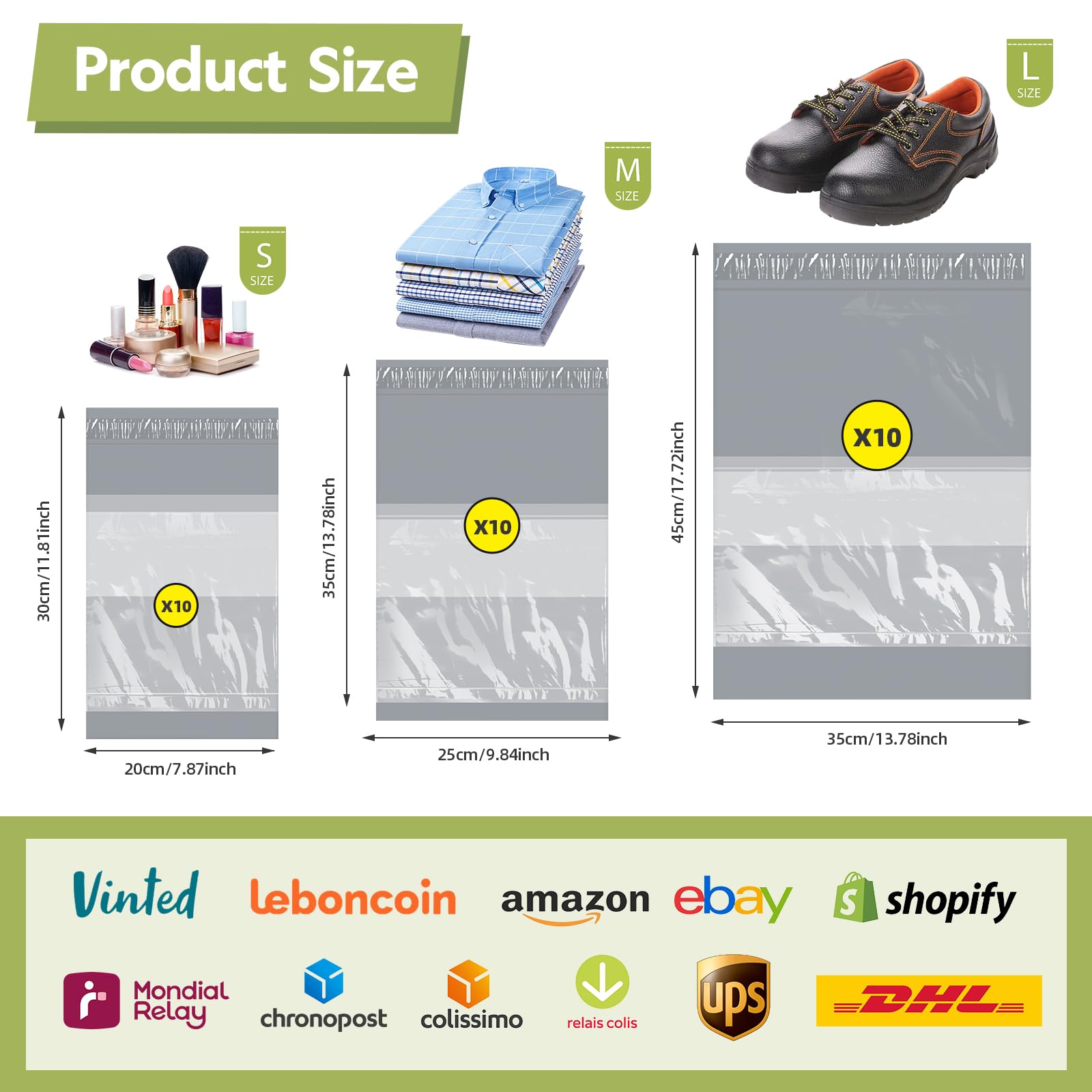 30 Pochette Envoi Colis Vinted ZEPIQOR - Enveloppes Plastiques Colorées Étanches 3 Tailles