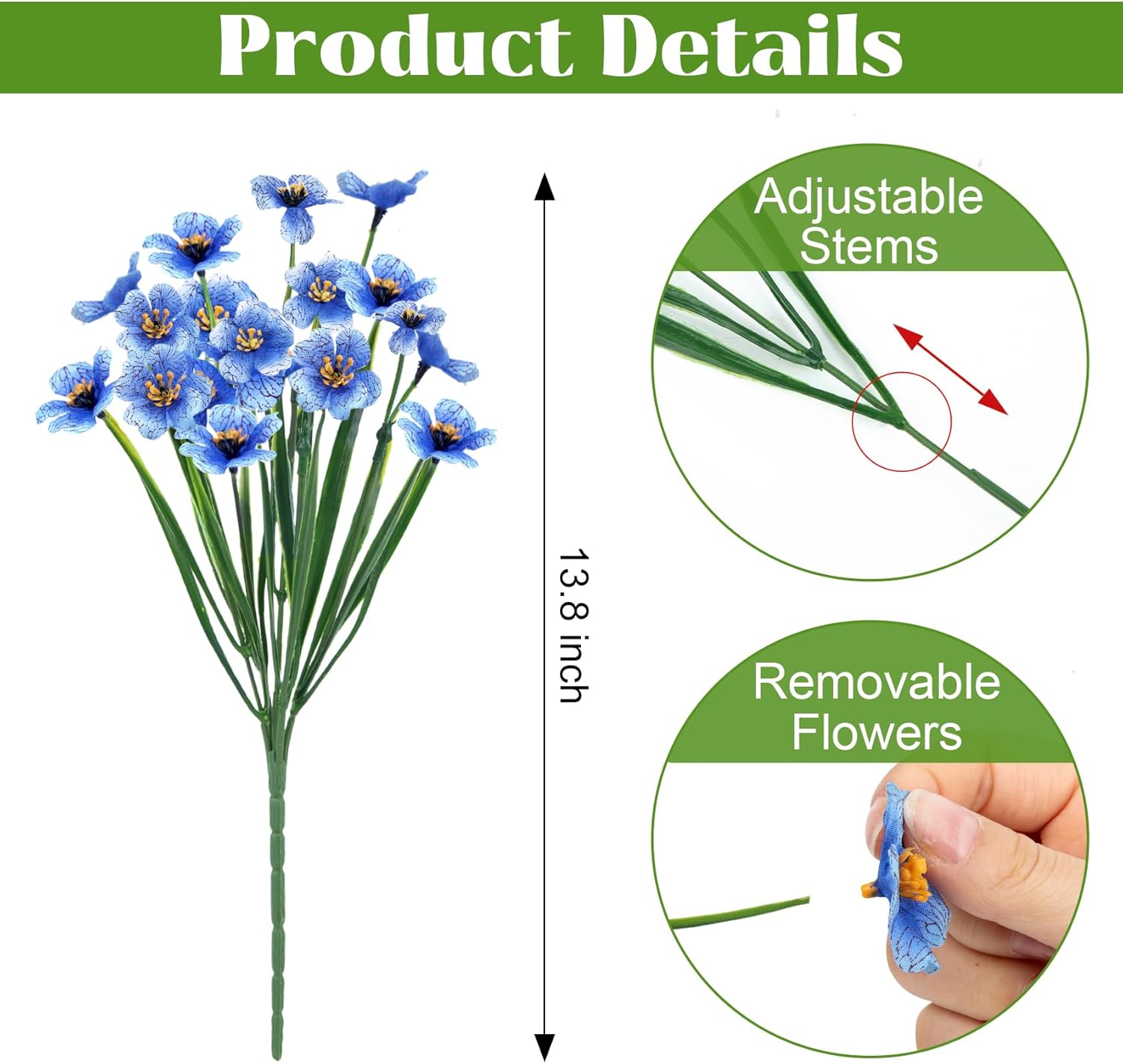 Bassion 24 Bundles Artificial Flowers for Outdoors Decoration, UV Resistant Mixed Color Silk Fake Faux Flowers Artificial Plants for Hanging Basket Outside Window Box Porch Garden Home Decor - Image 2