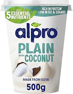 Alpro Plain with Coconut, Plant-Based & Soya Yoghurt Alternative, Vegan & Dairy Free, Big Pot, 500g