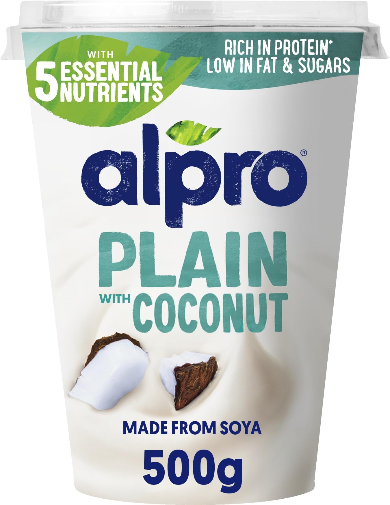Alpro Plain with Coconut, Plant-Based & Soya Yoghurt Alternative, Vegan & Dairy Free, Big Pot, 500g