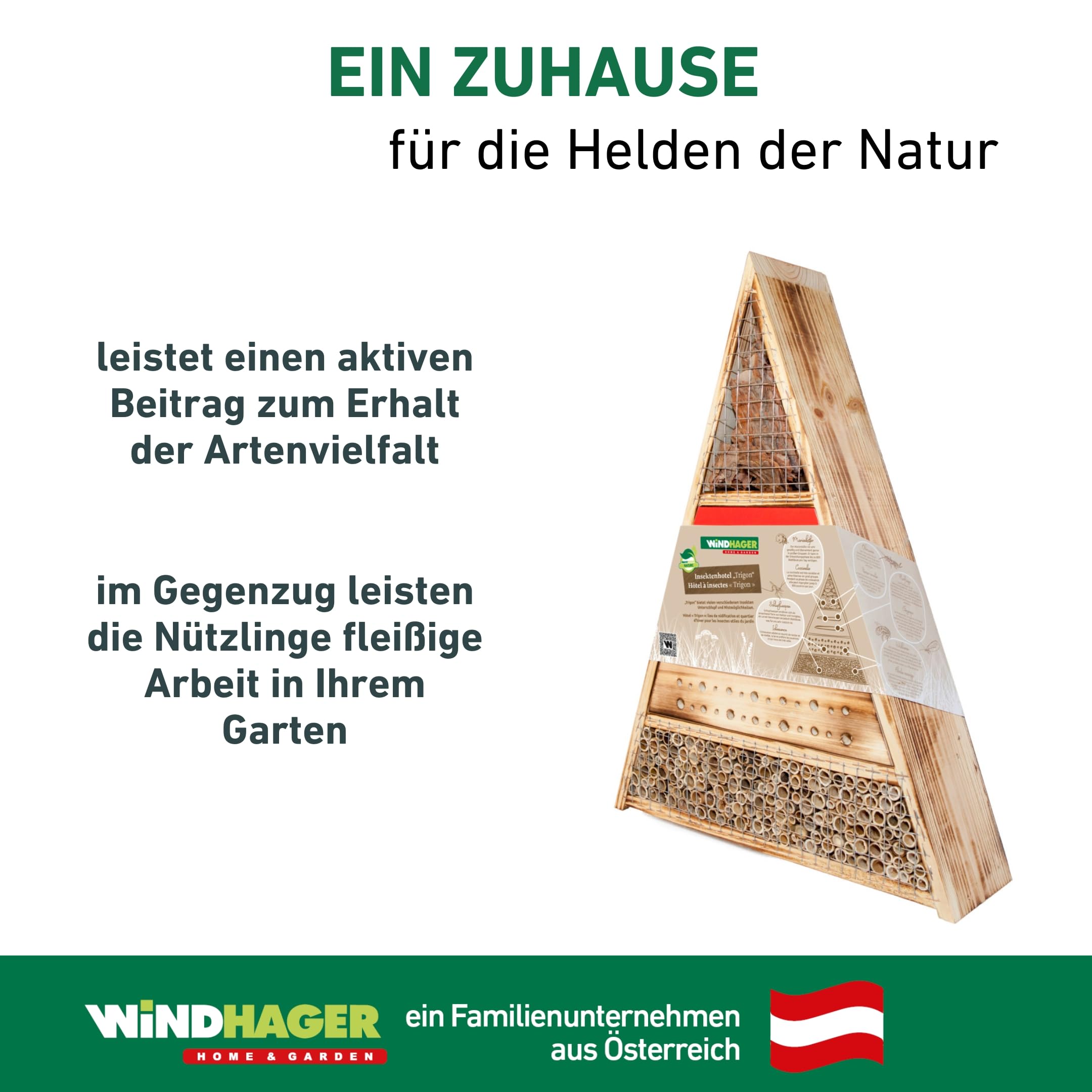 Windhager Insektenhotel Trigon, Insektenhaus Nistplatz Brutplatz, Schutz für viele nützliche Insekten, Mehrfarbig, 9,5 x 36 x 48 cm