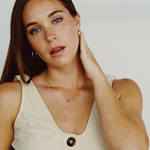 Miniatura 3 de Ava Riley - Collar delicado para mujer, collar simple de 14K de plata real para mujeres, joyería de gargantilla Karma con cierre de perla, círculo