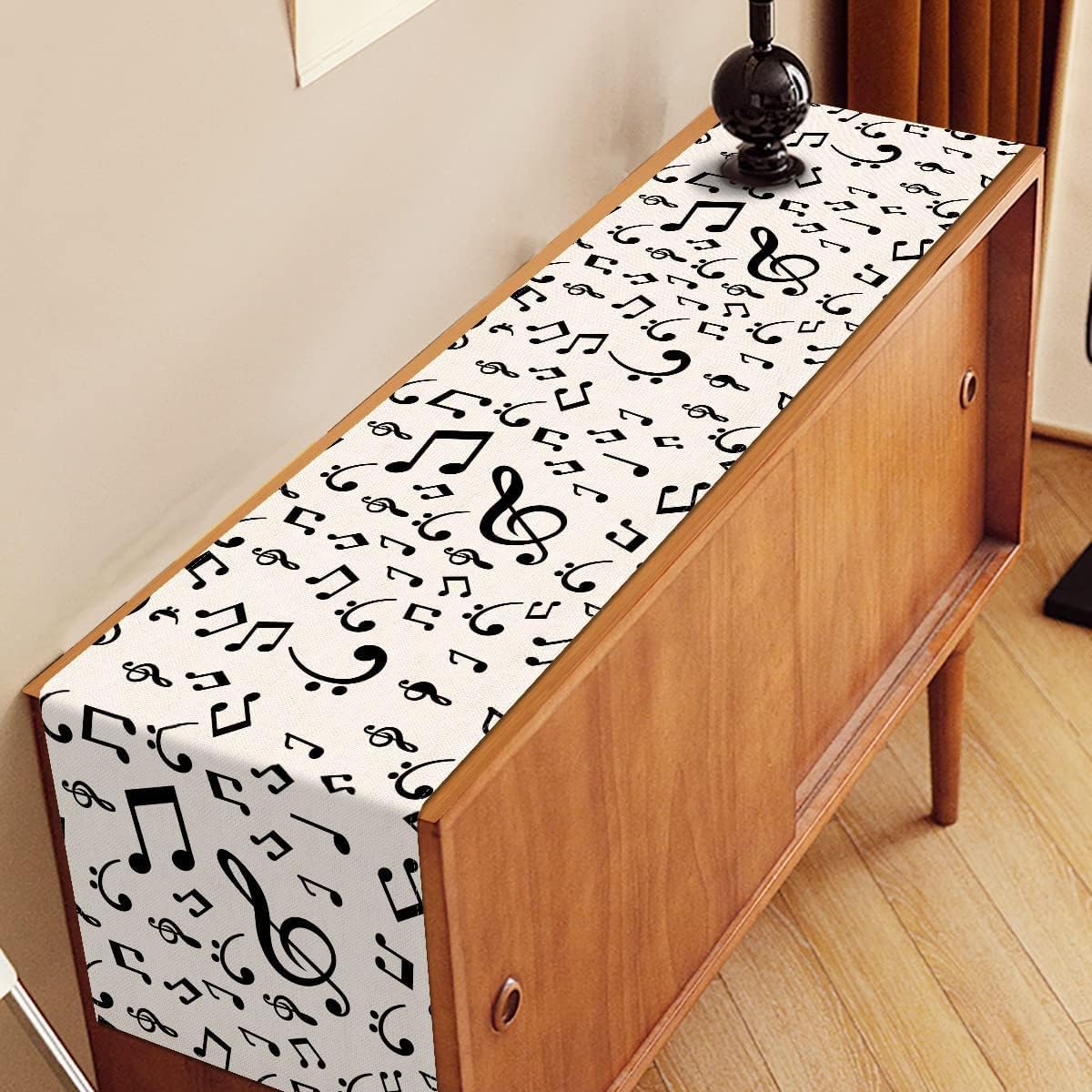 Nepnuser Linen Musical Notes Table Runner Music Event Birthday Party Wedding Decoration Farmhouse Home Dining Room Kitchen Table Decor (13" x 108")