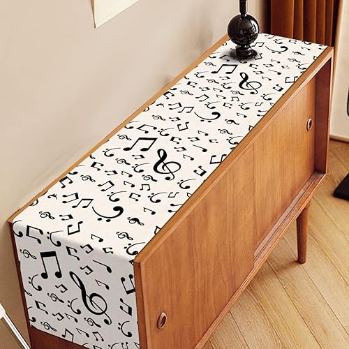 Miniatura 8 de Nepnuser Camino de mesa de lino con notas musicales para eventos musicales, fiestas de cumpleaños, bodas, decoración de casa rural, comedor, cocina,