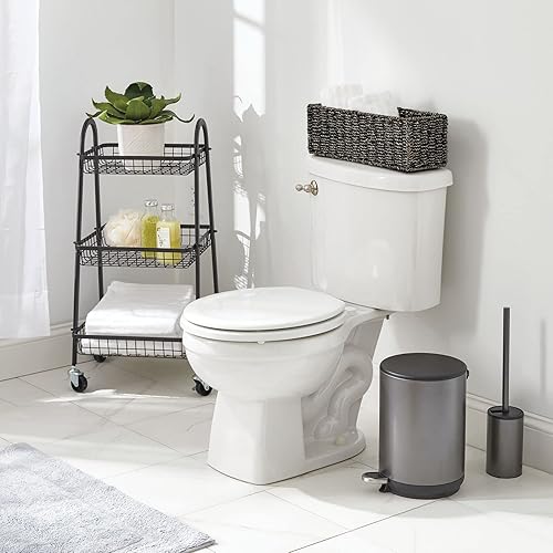 Miniatura 2 de mDesign Portarrollos de papel higiénico para baño de hierba marina tejida natural, negro, 6 x 15 x 5.5 pulgadas