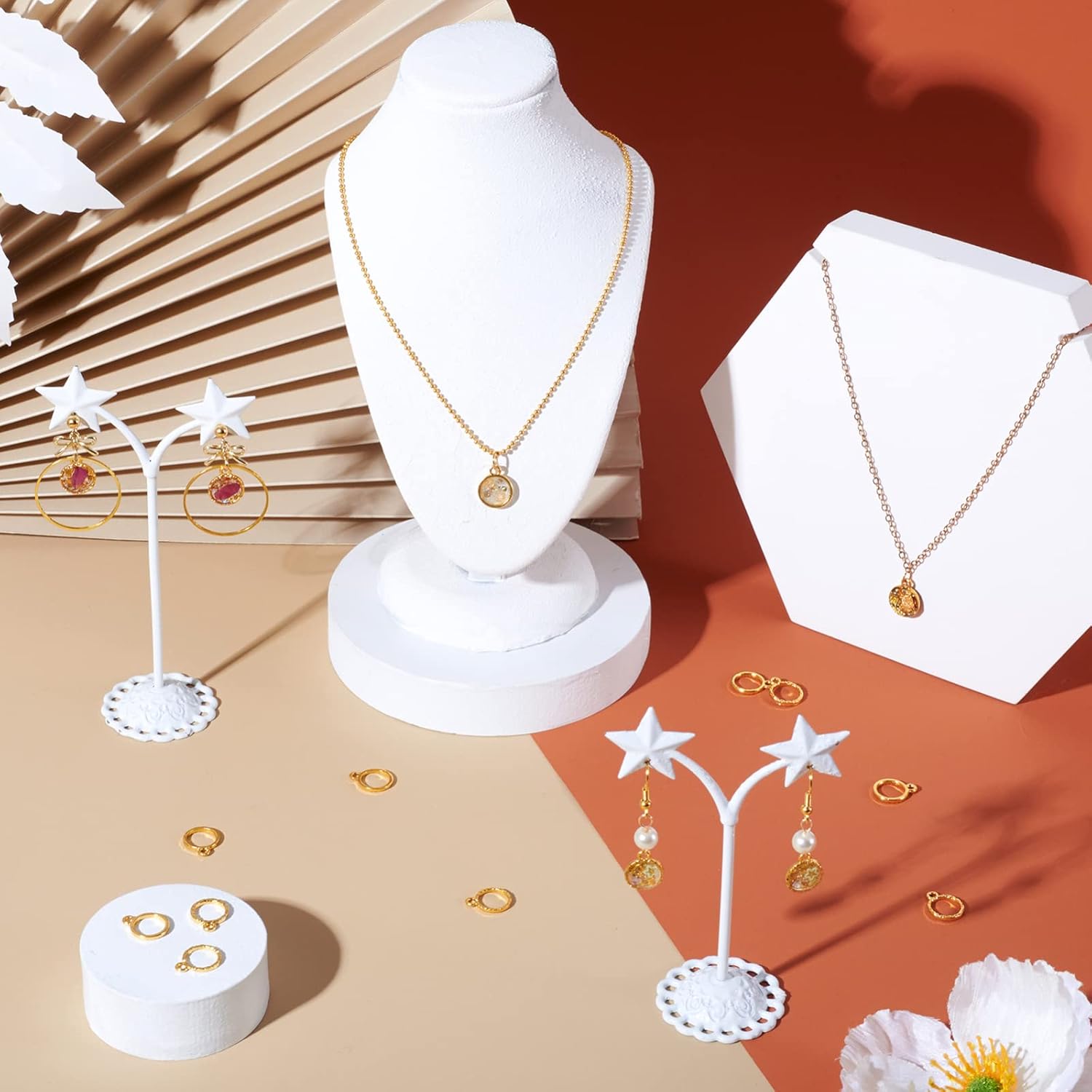 Pandahall 50Pcs Tiny Open Back Bezel Pendants Round Ring Zinc Alloy Bezel Hollow Mold Pressed Flower Charms Golden for DIY UV Resin Jewelry Making - Image 2