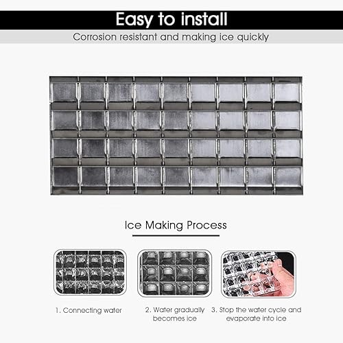 Miniatura 2 de Máquina de hielo comercial Costzon, máquina de hielo de acero inoxidable integrada, 110LBS24H, capacidad de almacenamiento de 33 libras, diseño