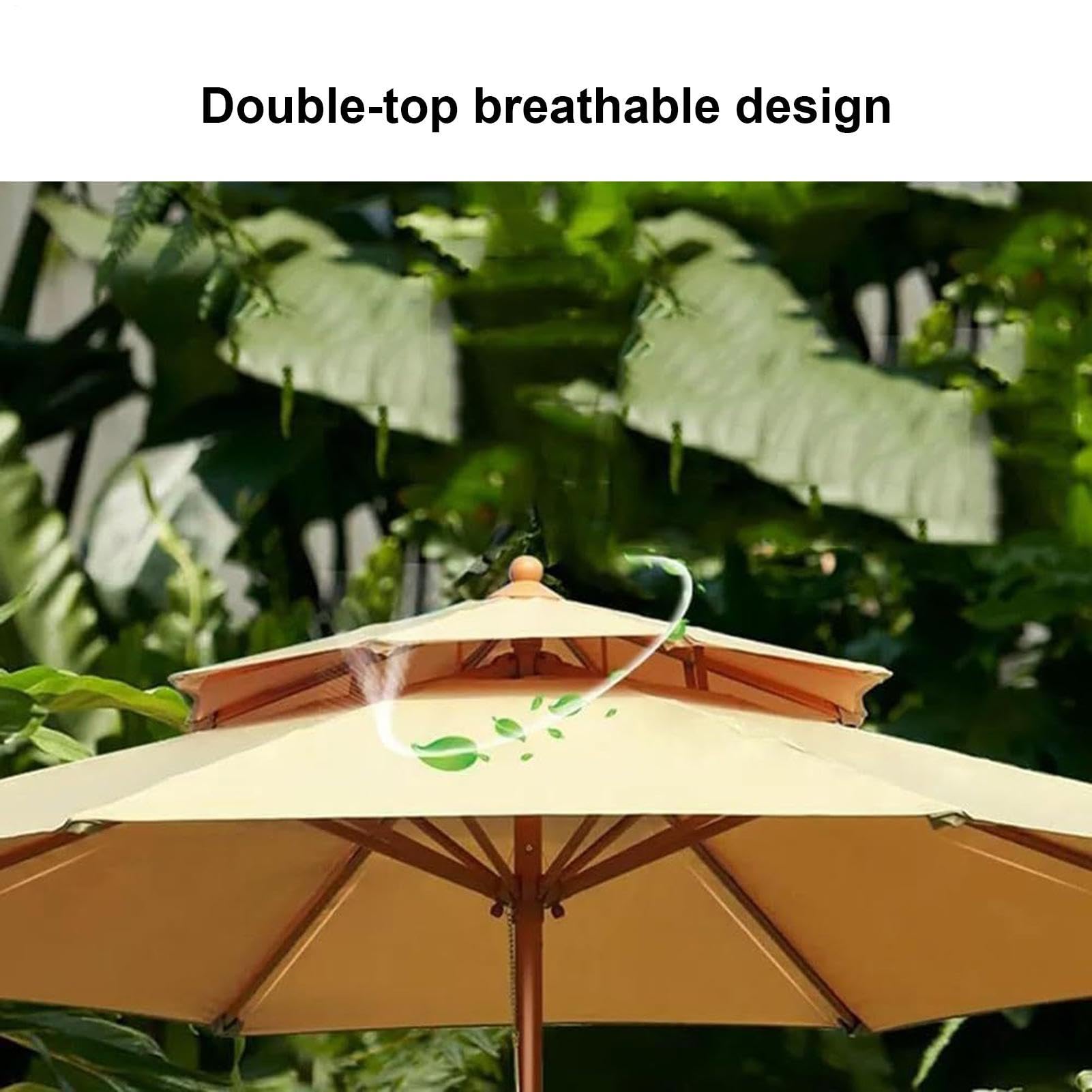 Toit de Remplacement pour Parasol Fixation 8 Baleines Protection UV