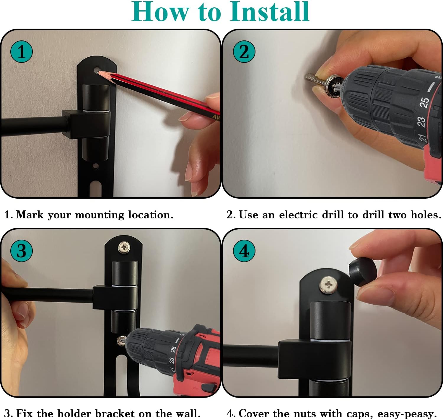 TPard Helmet Wall Mount, Motorcycle Helmet Rack 180° Rotation, Motorcycle Accessories Helmet Holder with 2 Hooks Helmet Hanger for Coats, Caps, Baseballs and Rugby Helmet : Automotive