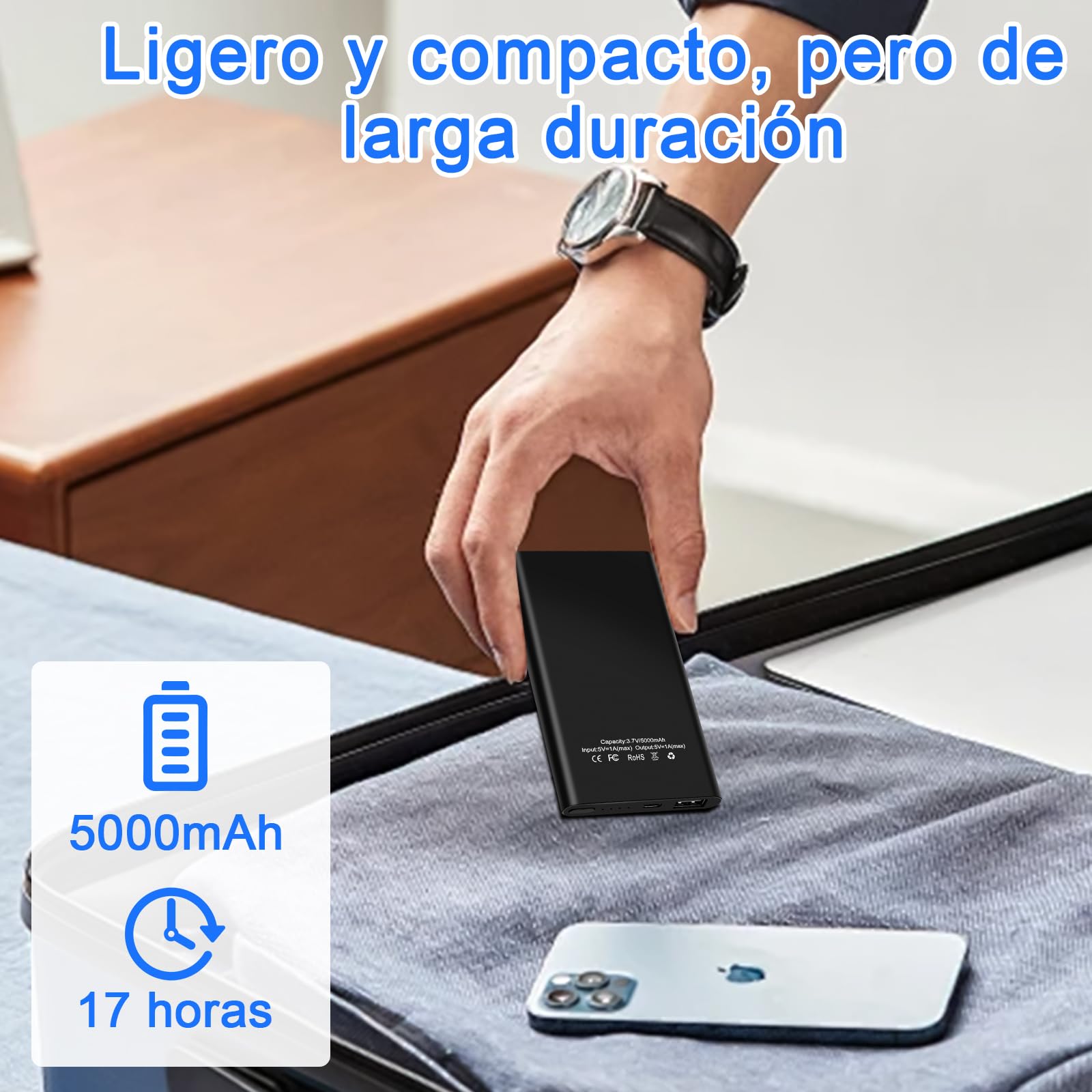 CYI Micro Cámara Espia Oculta 5000mAh, Camaras de Vigilancia sin Cables Camufladas HD 1080, Mini Spy Camera Oculta con Visión Nocturna & Grabación en Bucle para Seguridad en el Hogar