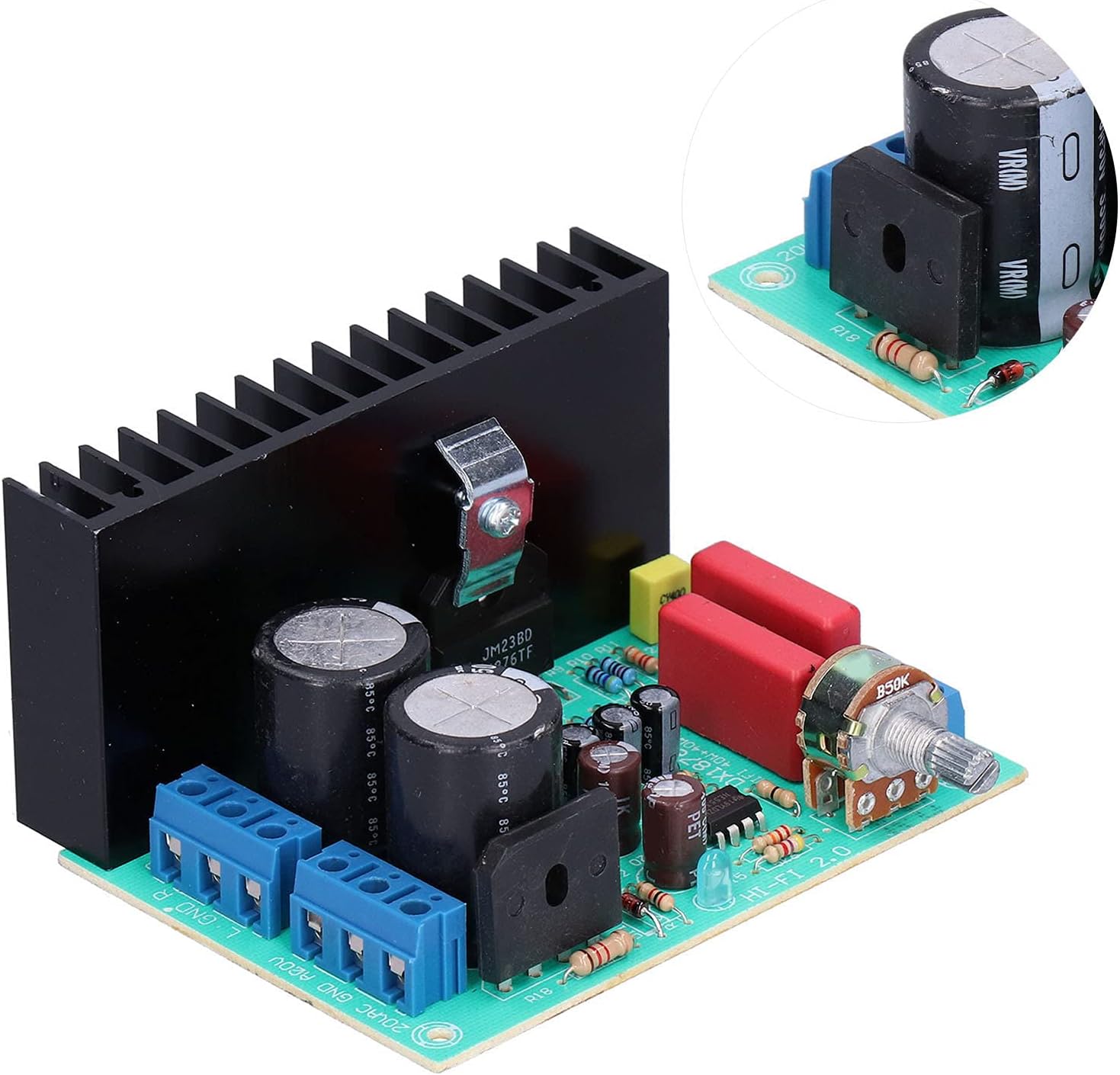 Audio Amplifier Board 2 Channel Stereo HiFi Digital Module with LM1876, Large Heat Dissipation Area for Enhanced Durability, Excellent Quality PCB Material