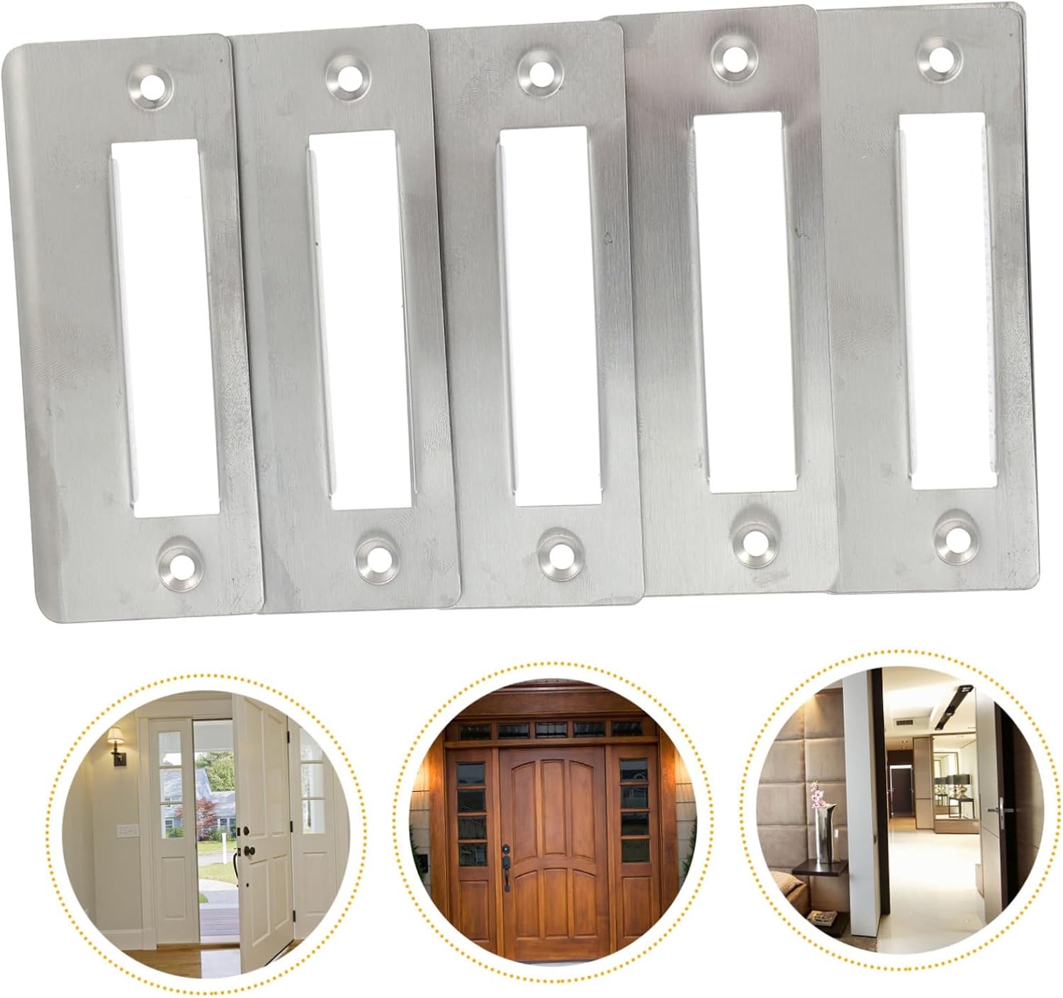 WOONEKY 5pcs Door Security Plate Replacement Door Strike Plate for Easy Install