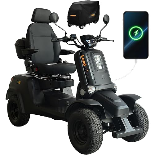 1000W Powerful Mobility Scooter: with Waterproof Cover and Extra Pop Up Seat Heavy Duty Mobility Scooter Adults, 450lbs 60V 15mph 15-22 Miles Long Range 4 Speed LED Lights Remote Lock