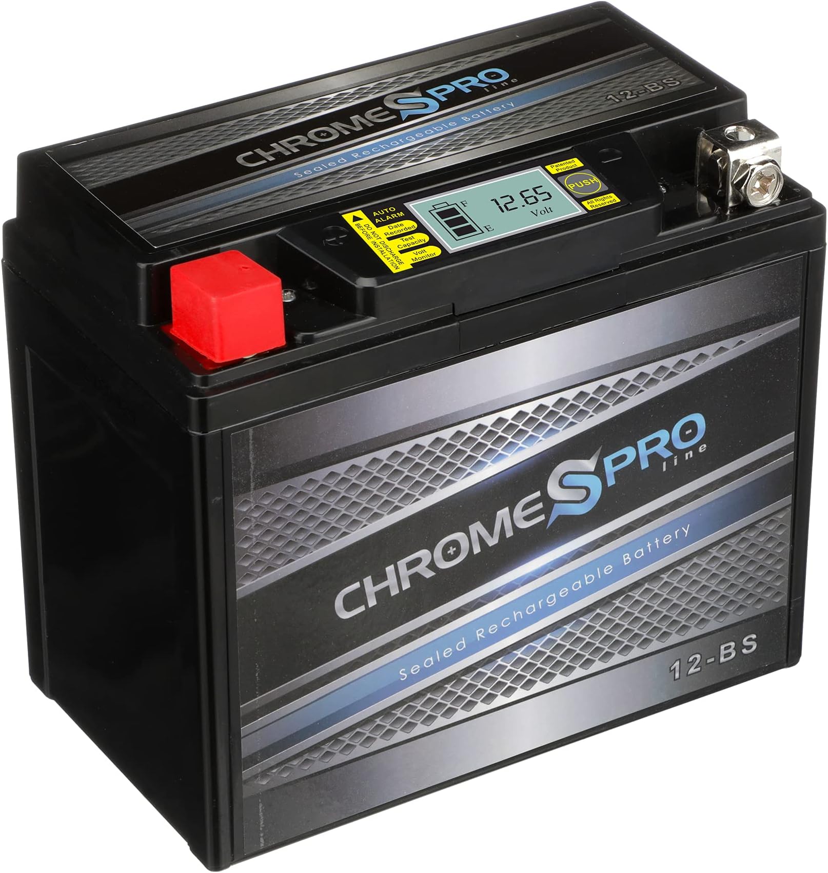 Rechargeable YTX12-BS iGel High Performance Power Sports Battery - Replacement Motorcycle Battery - Chrome Pro Battery