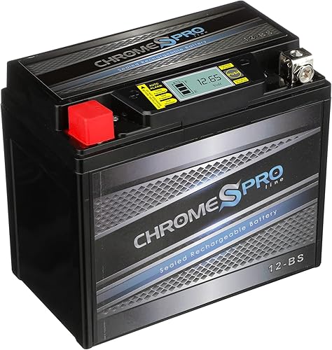 Chrome Pro YTX12-BS iGel - Batería de repuesto sin mantenimiento con pantalla digital para ATV motocicleta scooter y UTV 12 voltios 12 amperios 105