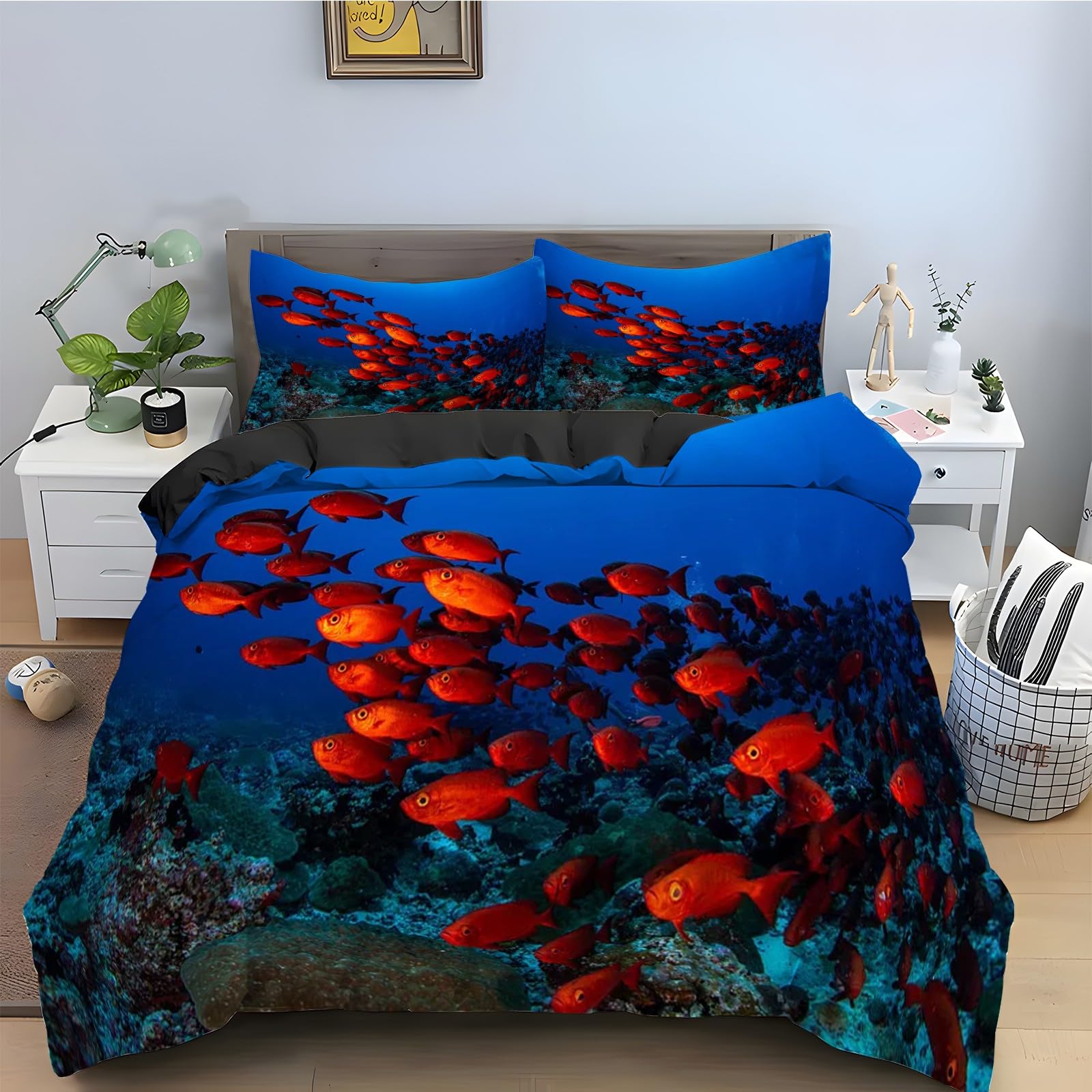 Housse de couette 240x260 en microfibre douce pour lit double facile à border