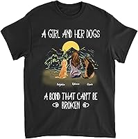 Vista 8 de Gossby Camisa personalizada con texto en inglés «A Girl & Her Dog» para mujeres, amantes de los perros con nombres, 7 tamaños, 5
