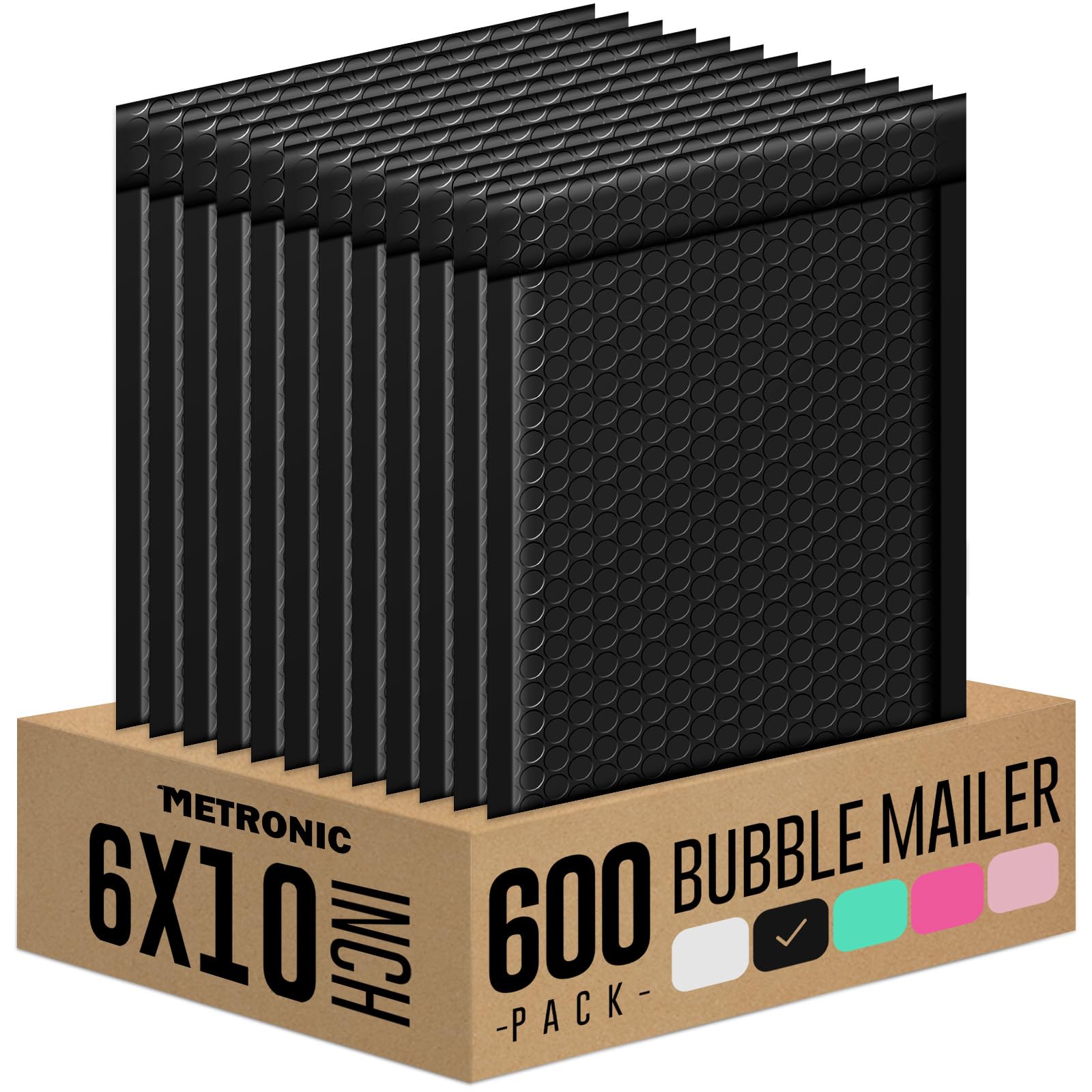Metronic Bubble Mailers 6x10 Inch 600 Pack Black Waterproof Bubble Mailer