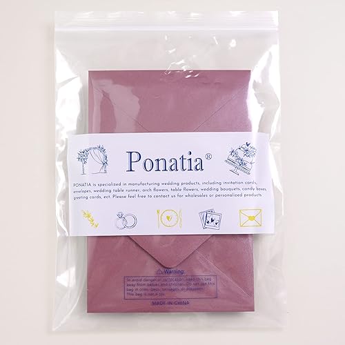 Miniatura 8 de PONATIA Paquete de 50 sobres A1, 3 58 x 5 18 pulgadas, sobres color burdeos perfectos para tarjetas de boda, tarjetas de confirmación, sobres de