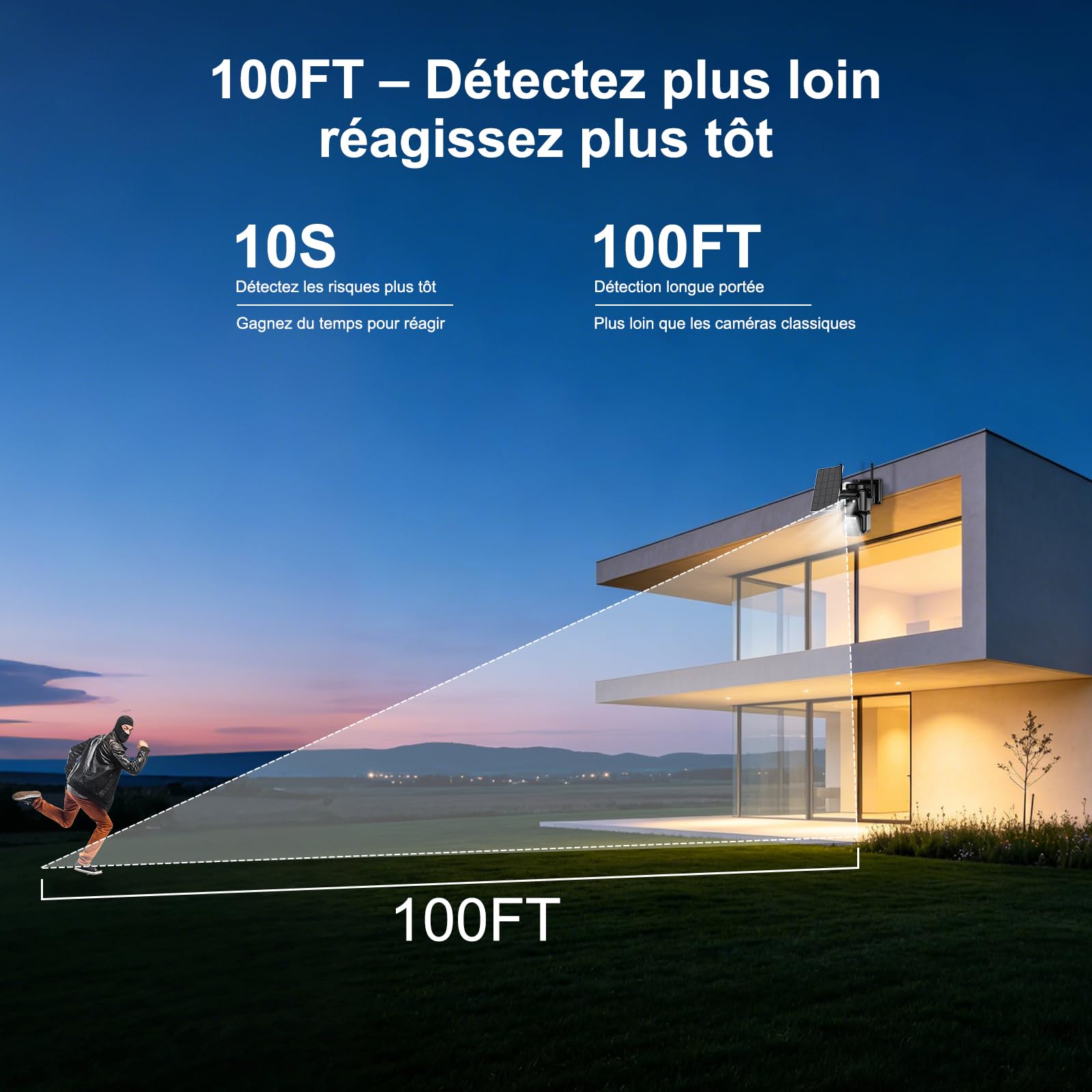 24/7 AOV Telecamera Wi-Fi Esterno con Pannello Solare,Telecamera WiFi | Senza Fili Doppio Obiettivo 4K,Videocamera Sorveglianza,Rilevamento Umano PIR,Visione Notturna a Colori,2.4G/5GHz,IP66