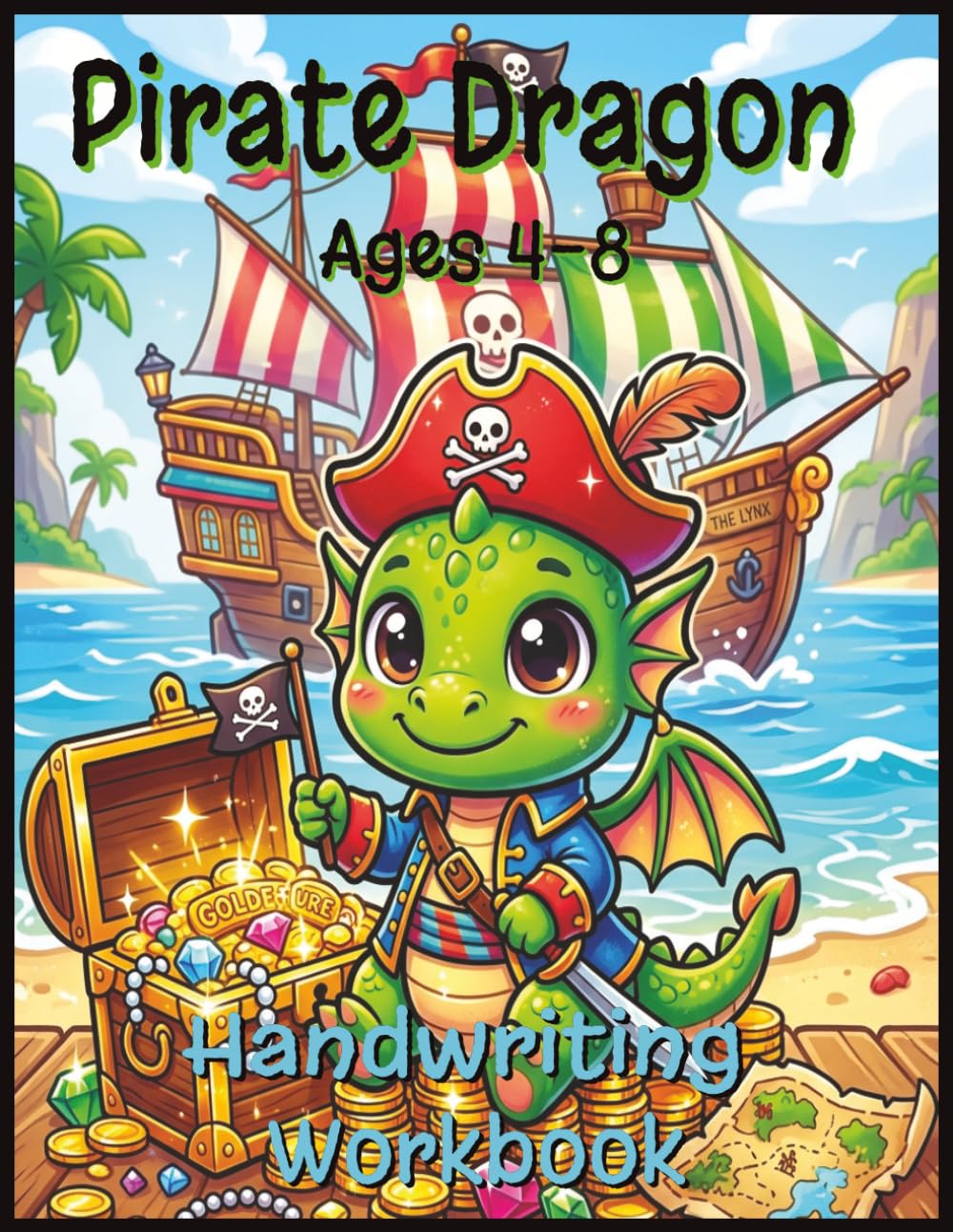 Pirate Dragon Handwriting Practice Workbook for Kids Ages 4–8: Letter Tracing, Alphabet Formation, Pencil Control, Fine Motor Skills, Cursive Writing Practice