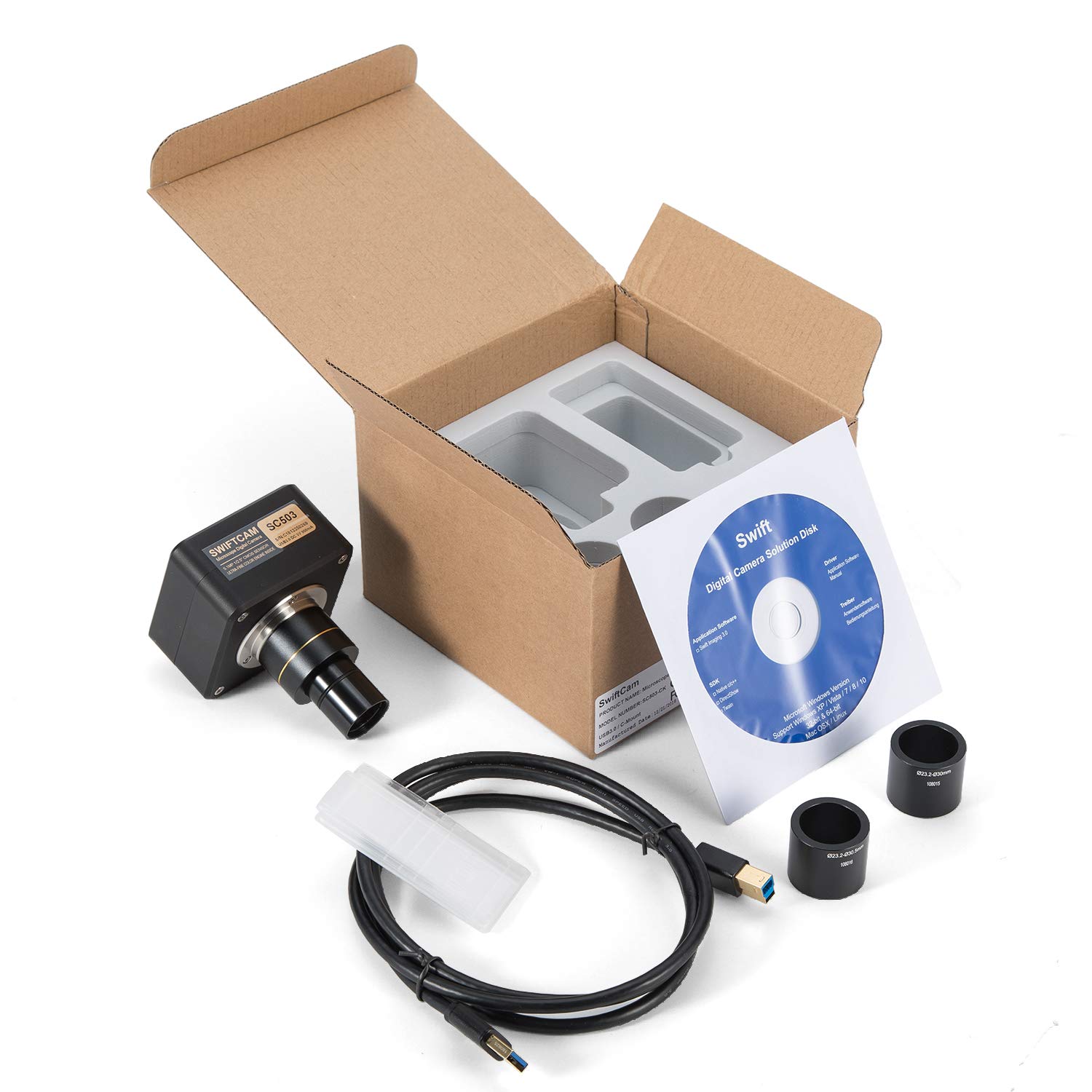 Amazon | SWIFT USB顕微鏡カメラ 顕微鏡用デジタルカメラHD 5MP CCD 
