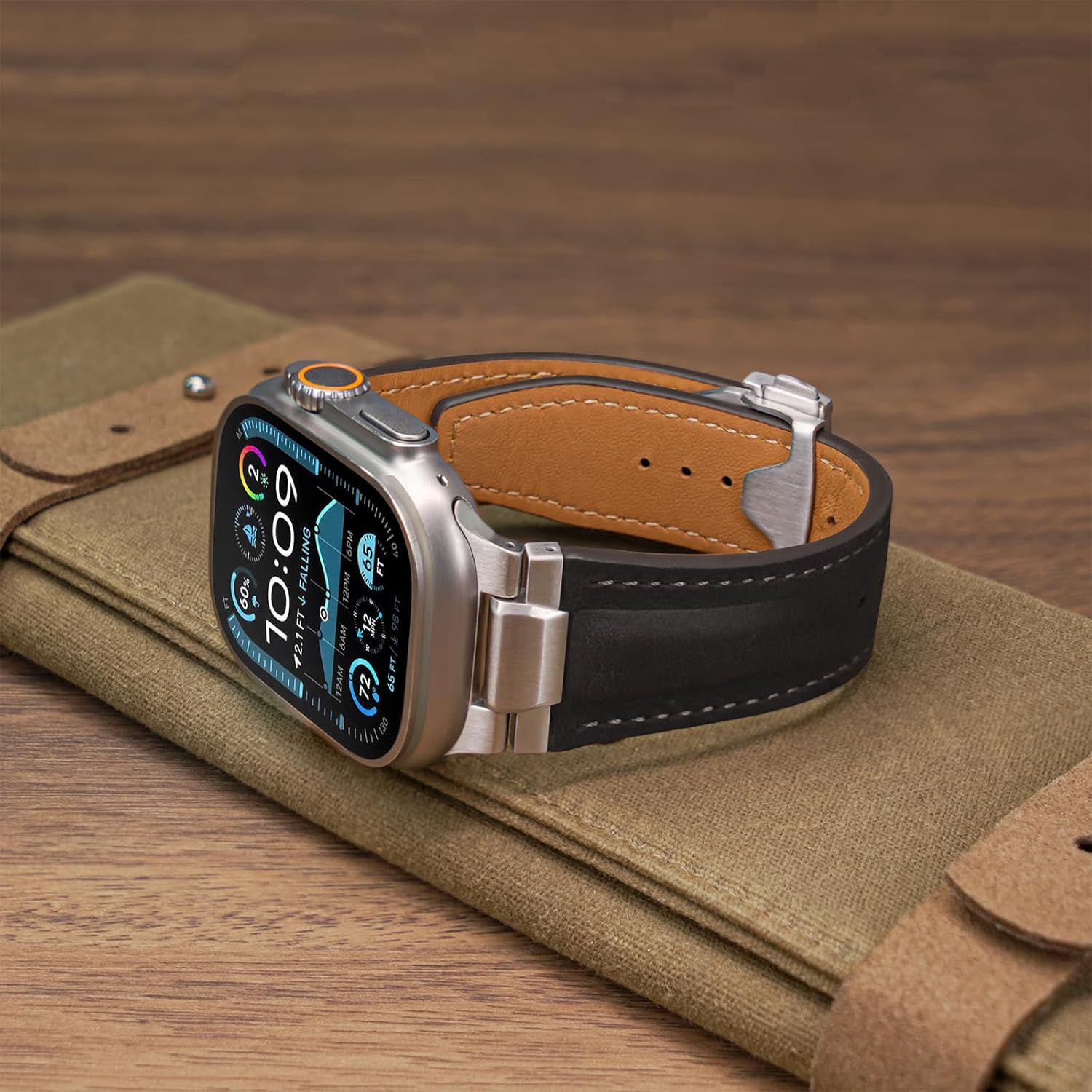 Vintage Genuine Leather Band for Apple Watch Ultra 49mm (2026 Upgrade), Rugged Replacement Strap Compatible with iWatch 46mm 45mm 44mm - for Men Women, Fit Ultra3/2/1, SE 3/2/1, Series11 10/9/8/7/6/5/4