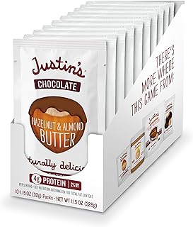 Justin's Chocolate Hazelnut & Almond Butter Squeeze Pack, Organic Cocoa, Gluten-free, Responsibly Sourced, Packaging May V...