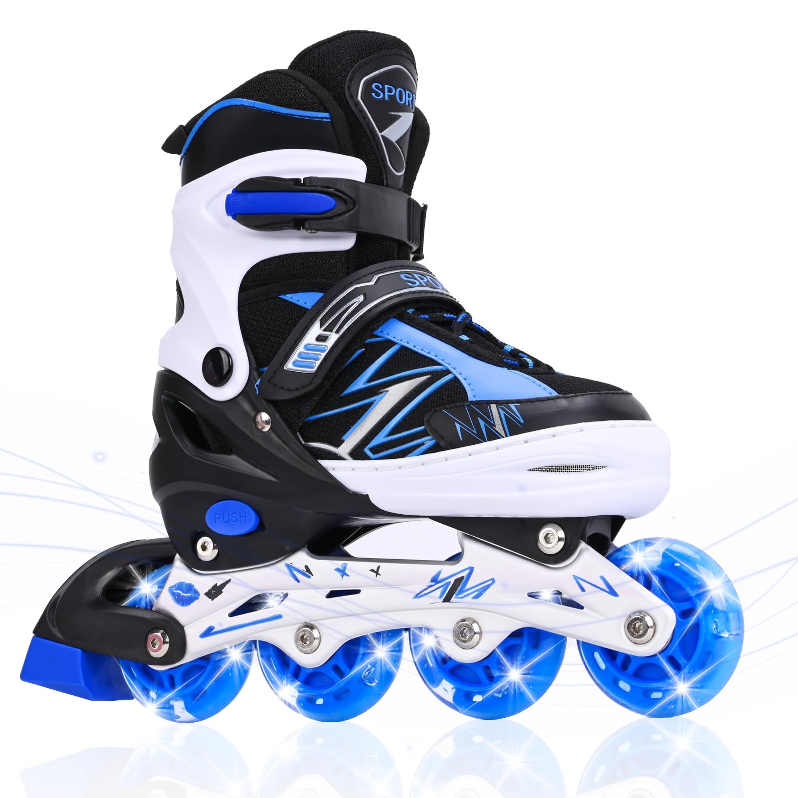 Patines en Línea Ajustables para Niños y Niñas con Iluminación en Todas Las Ruedas, para Principiantes y Jóvenes Patines de Ruedas para Niños Grandes en Exteriores e Interiores
