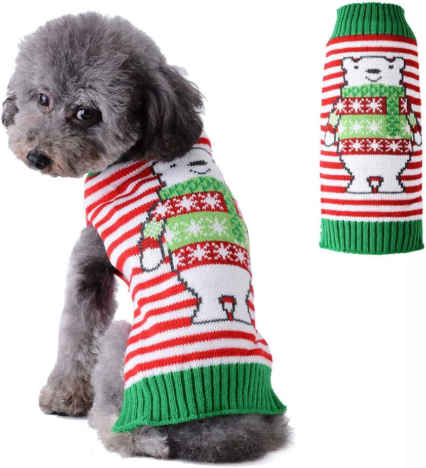 PETCARE Cartoon Pattern Dog Cat Ugly Christmas Sweater Puppy Pet Xmas Jumper Warm Clothes for Small Medium Large Winter Cold Weather