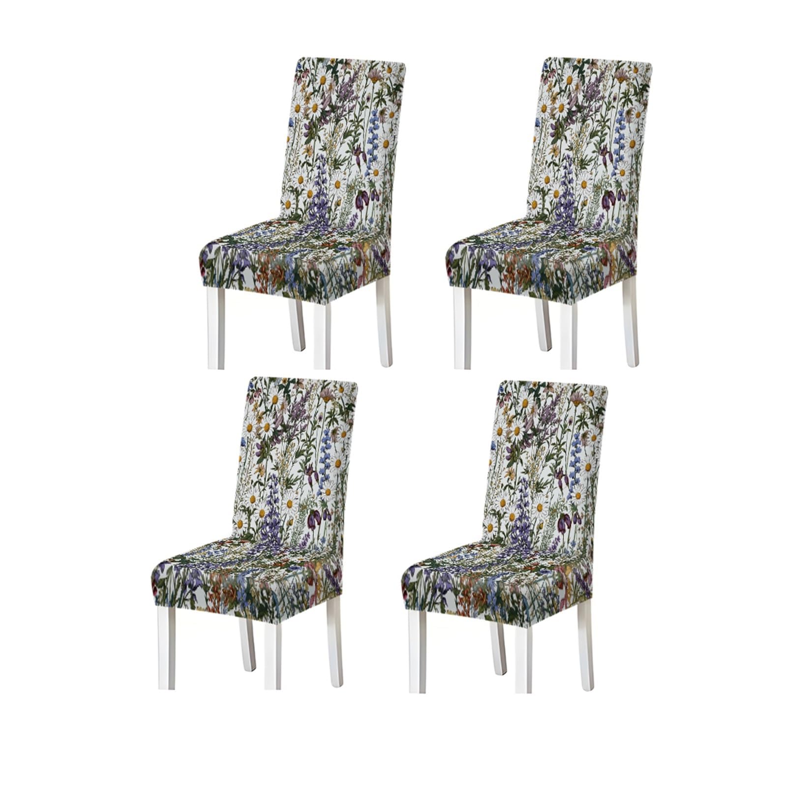 KXUAUV Wildflower Daisy Botanical Pattern Print Dining Chair Covers Set Of 2/4/6, Stretch Slipcovers For Kitchen Dining Room Seat Protectors for Restaurant Hotel Party(4PCSChair cover)