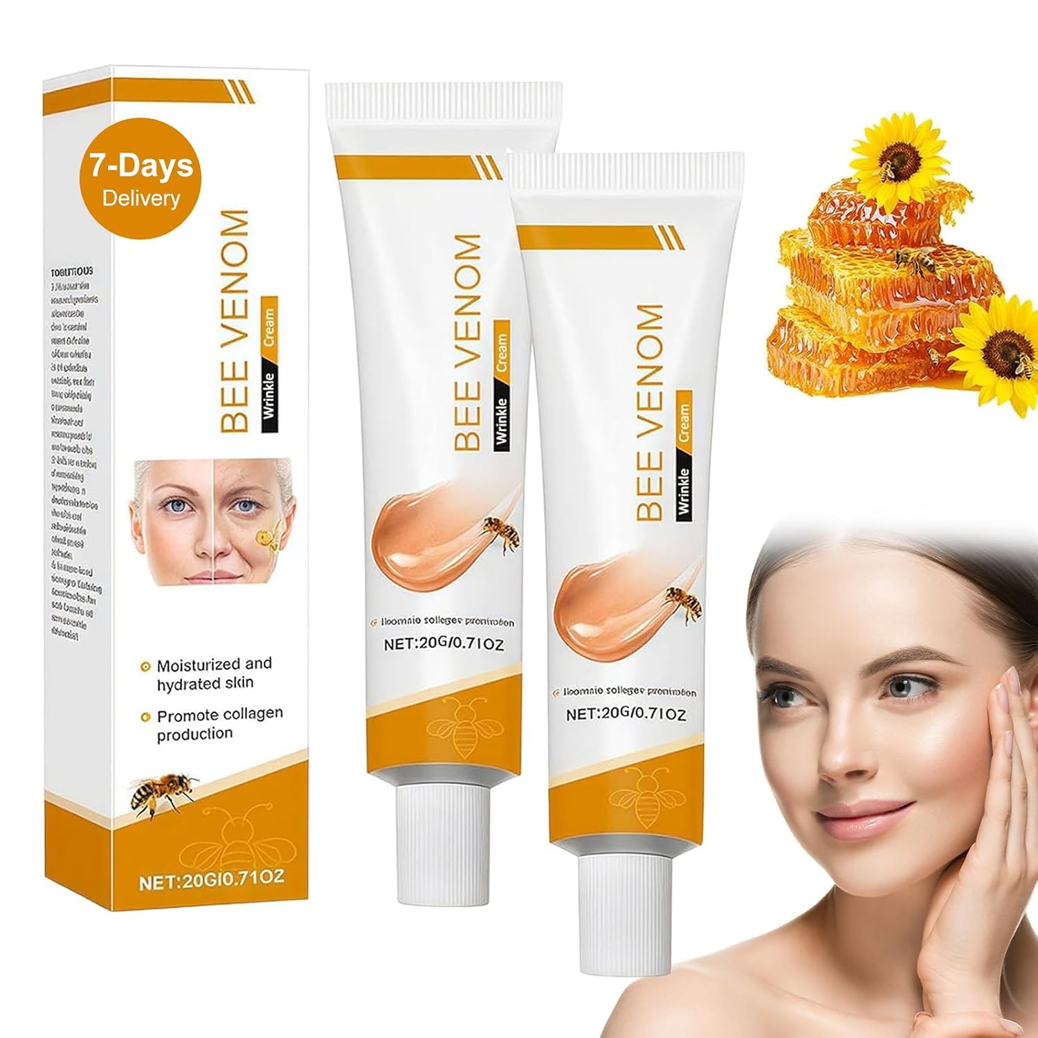 Bee Venom Wrinkle Removal Cream Bee Venom Cream Bee Venom Wrinkle Cream Bee Venom Ointment for All Skin Types Bee Venom Anti-Wrinkle Cream Bee Venom Anti-Wrinkle Cream Pack of 2 20G