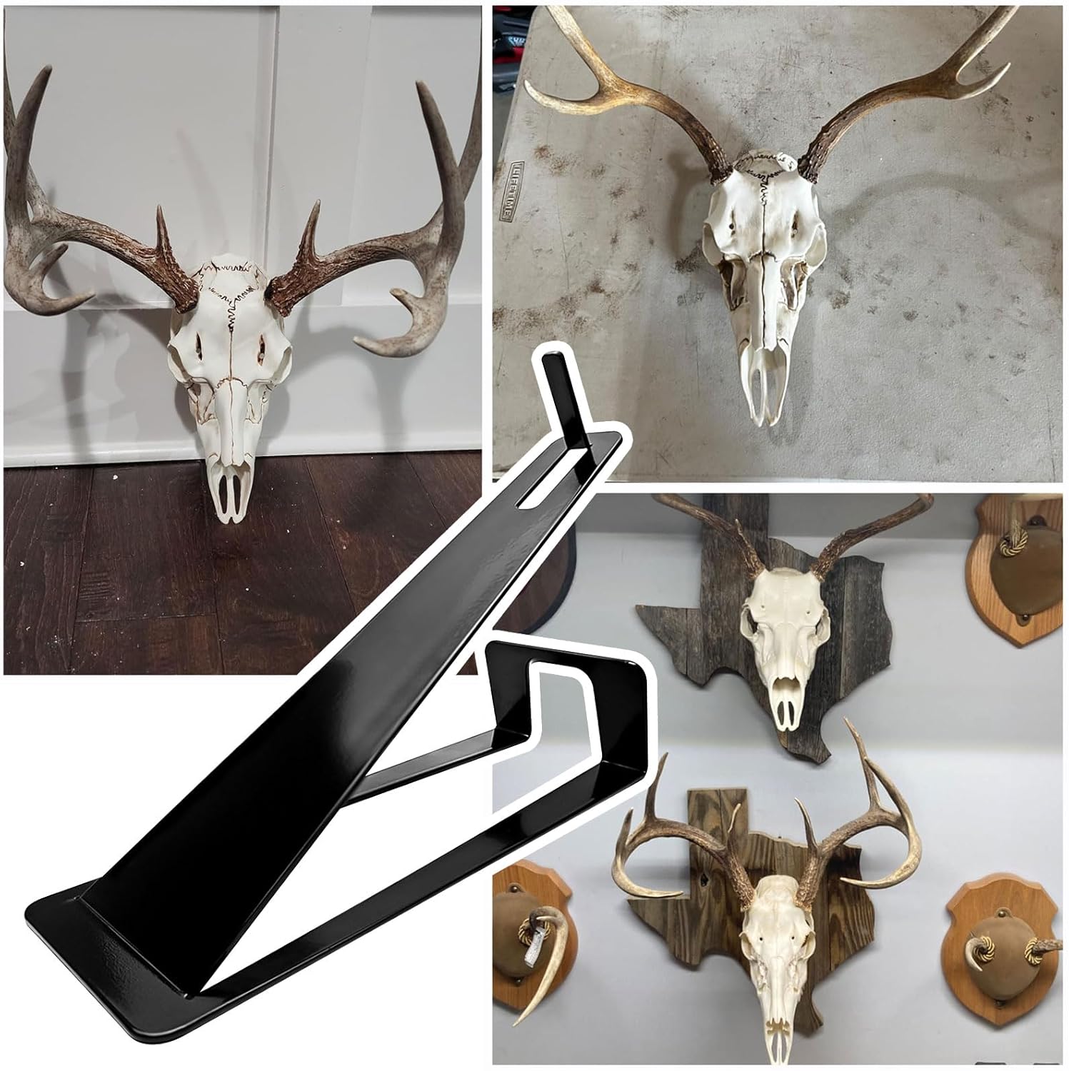 2pcs Skull Hanger, European Skull Hanger Stainless Steels Table Skull Display and Mount Deer Hanger Hunting Pedestal Plaque for Moose Wall Mount, Buffalo, Elk, Deer, African Game