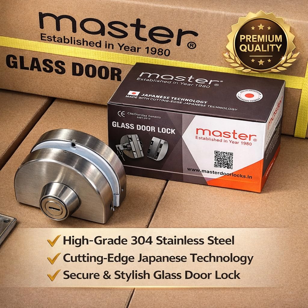 Master Glass Door Lock | One Side Key, One Side Knob | Stainless Steel - Silver | 5 Year Durability for Office, Shop & Home — Amazon image 6