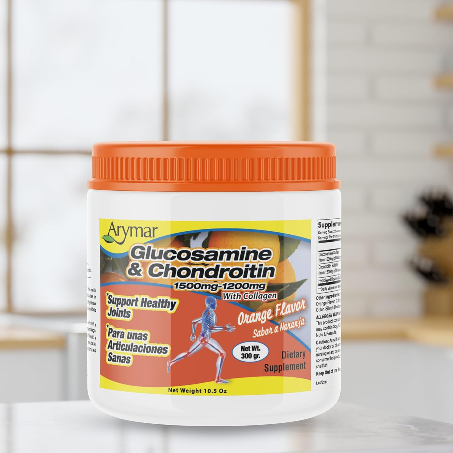Arymar Glucosamine Chandroitin Powder (1500mg/1200mg) - Joint Health Support Supplement - Helps Maintain Mobility & Flexibility - High Absorption Formula - 300g (10.5 oz) (2, 20.3)