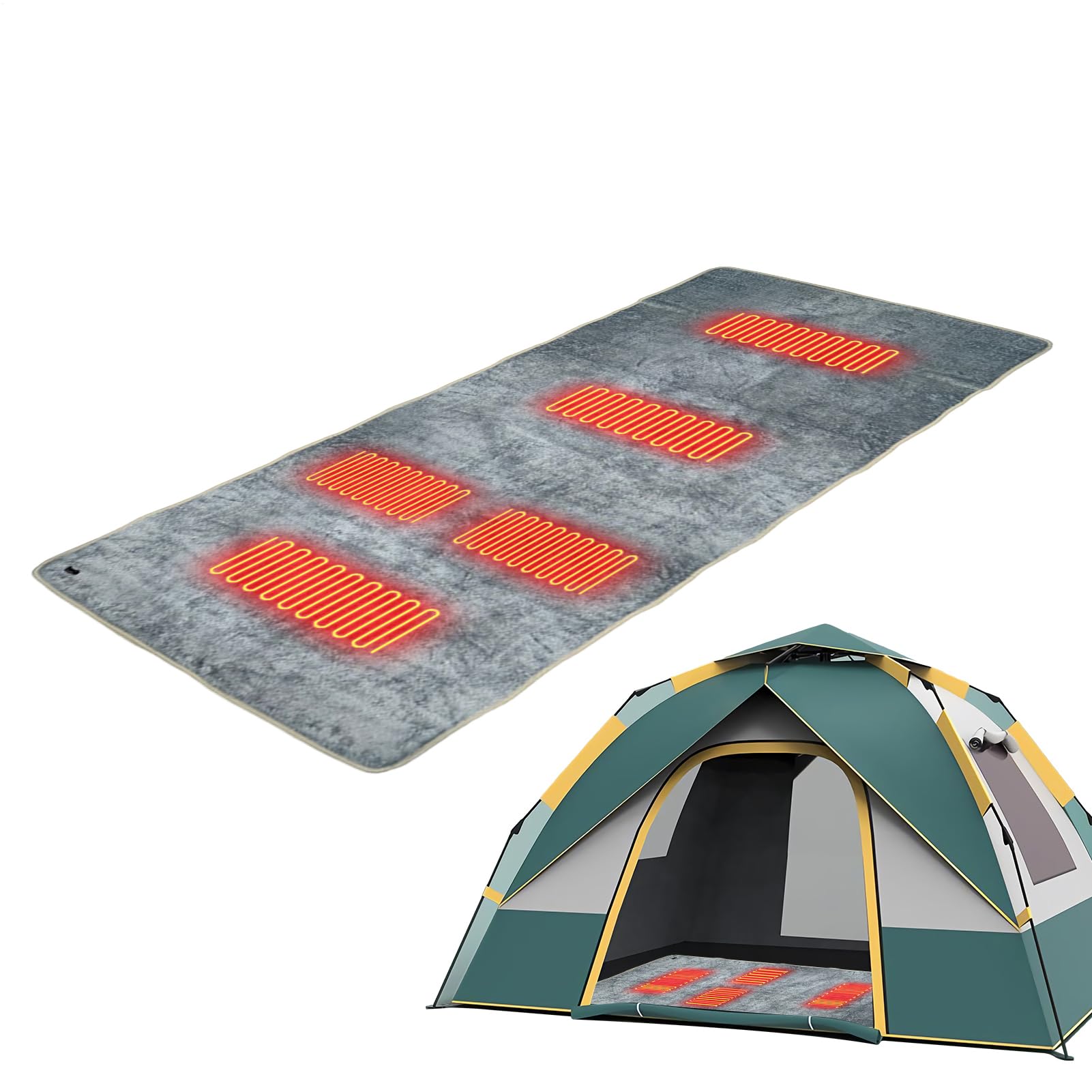 Almohadilla térmica para saco de dormir para camping, 3 niveles de temperatura ajustables, manta térmica con 5 zonas de calentamiento, calentador eléctrico de saco de dormir | para clima frío, oficina