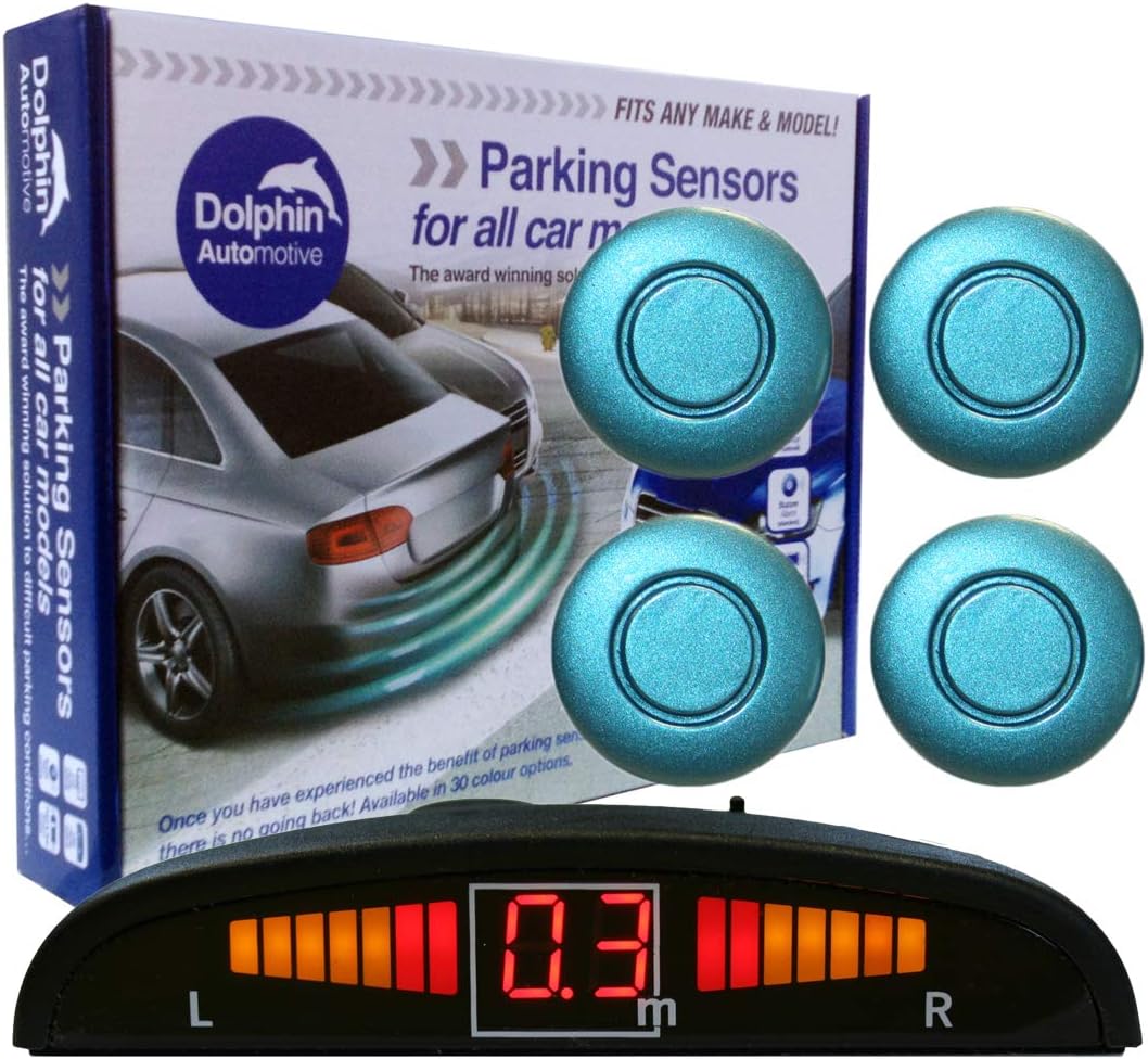 Dolphin AutomotiveDPS450 Reverse Parking Sensors In 32 Colours 4 Ultrasonic Radar Sensors Kit Audio & Display Alert System - Light Blue
