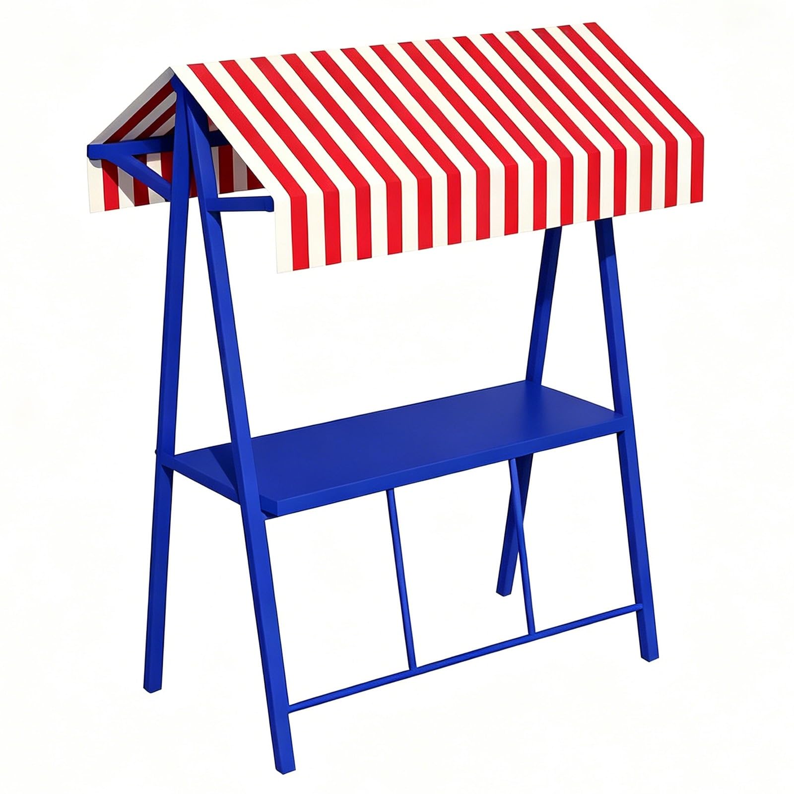 Portable Vendor Cart, Market Stand, Galvanized Steel, with Canopy, Foldable, for Outdoor/Pop-Up Events, Street Food(Blue,200cm/79in)