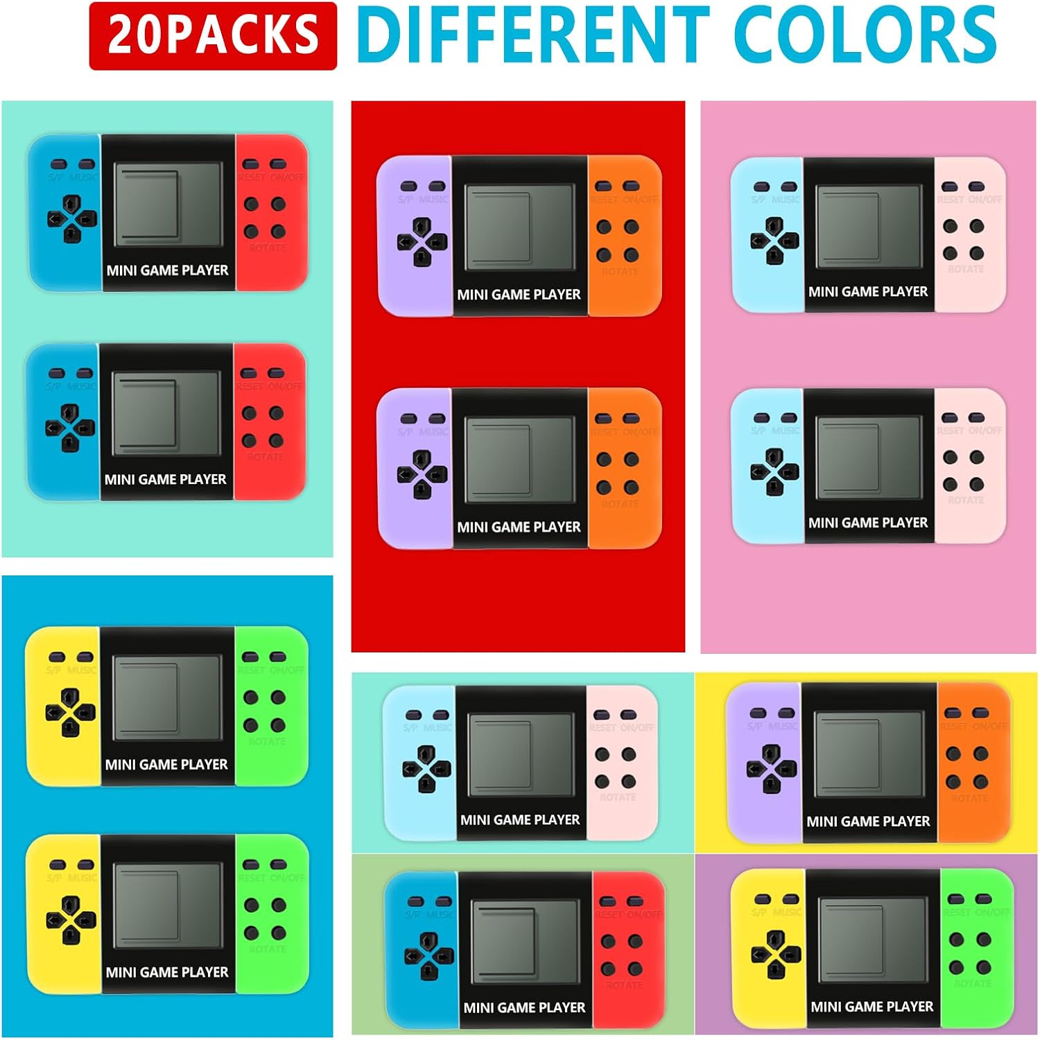 DOEA 20 Pack Video Game Keychain Party Favors,Arcade Video Game Keychain,Classroom Prizes, Carnival Prizes,Treasure Box Toys Goodies Bags Stuffer