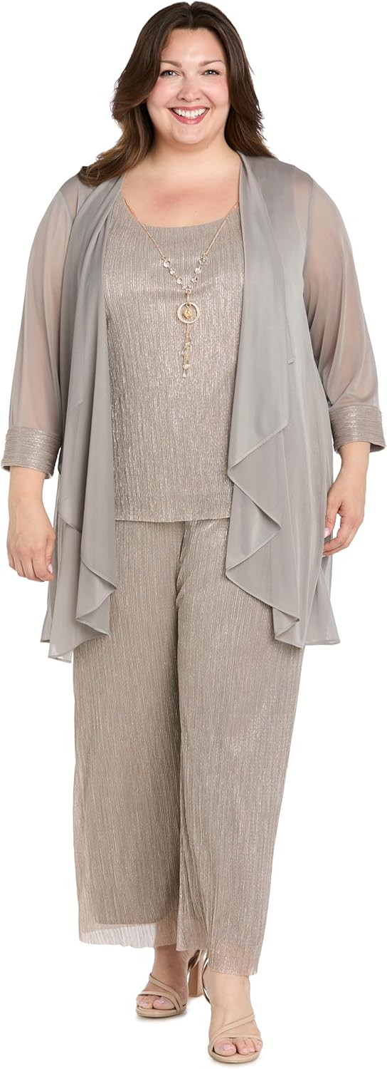 R&M Richards Womens Metallic Open-Front Blazer