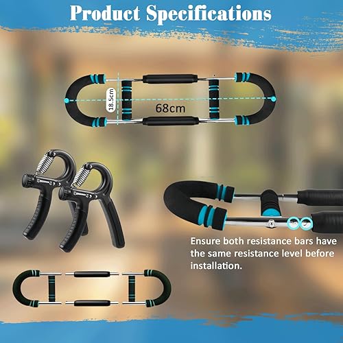 Miniatura 2 de Juego de entrenamiento de brazo Twister, equipo de entrenamiento ajustable para el pecho con barra giratoria y empuñaduras de mano para hombres y