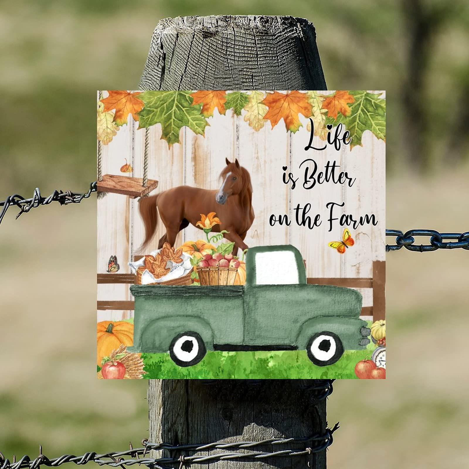 Plaque en bois Farm Horse de style rustique pour réinventer la déco de votre salon