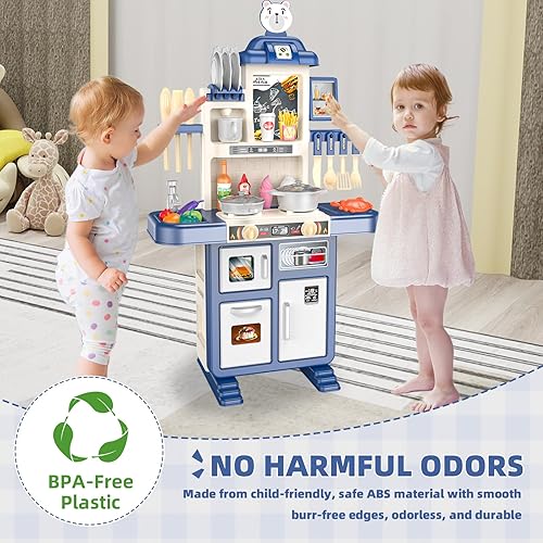 Miniatura 4 de Juego de cocina interactivo para niños con luces y sonidos realistas, accesorios de cocina de juguete de 46 piezas
