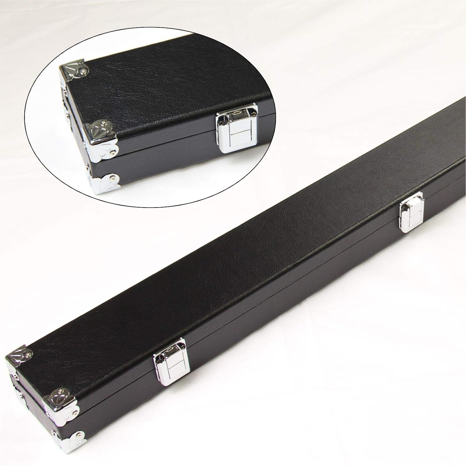 Funky Chalk Long Hard BLACK 3/4 Snooker Cue Case with REINFORCED CORNERS and Foam Lined Interior - Max Internal Length 116cm