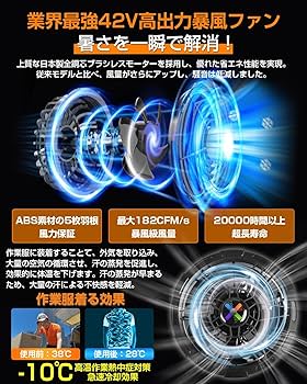 42V超高輸出&2025革新モデル ファンバッテリーセット 空調作業服用 Amazon.co.jp: [Tanpluto]2025革新モデル 42V超高輸出 ファン